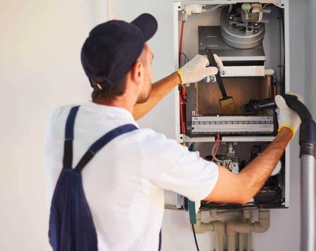 Heater being cleaned