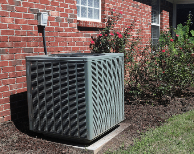 An HVAC compressor outside an Oklahoma home